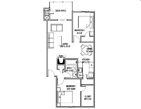 2/1F 767sf 1122 floor plan